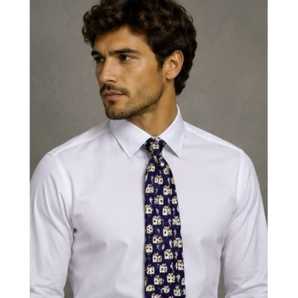 Coach Italian Silk tie Navy Blue House of Cards Joker Made in USA Poker Gambling
